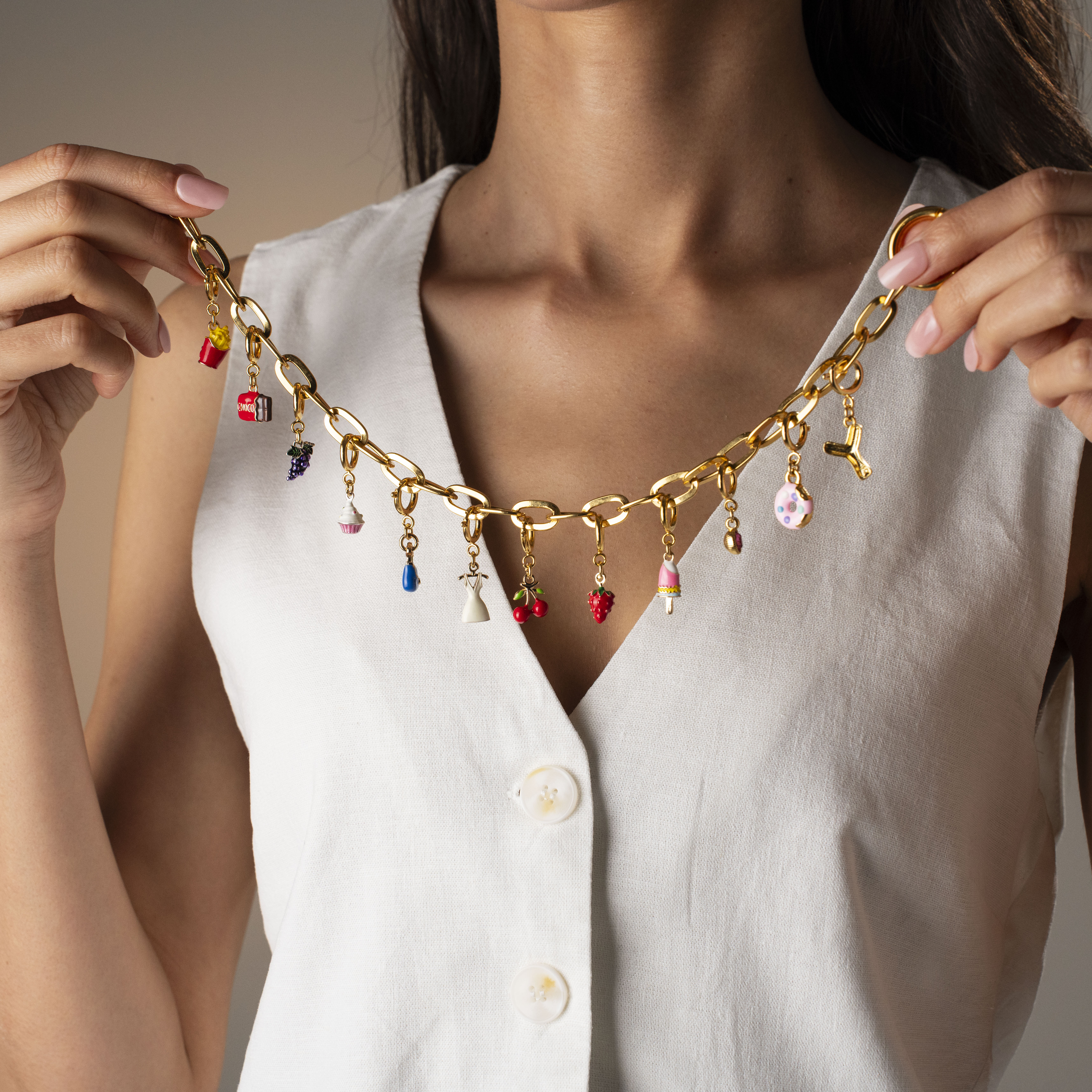 Gold Charm Phone Chain