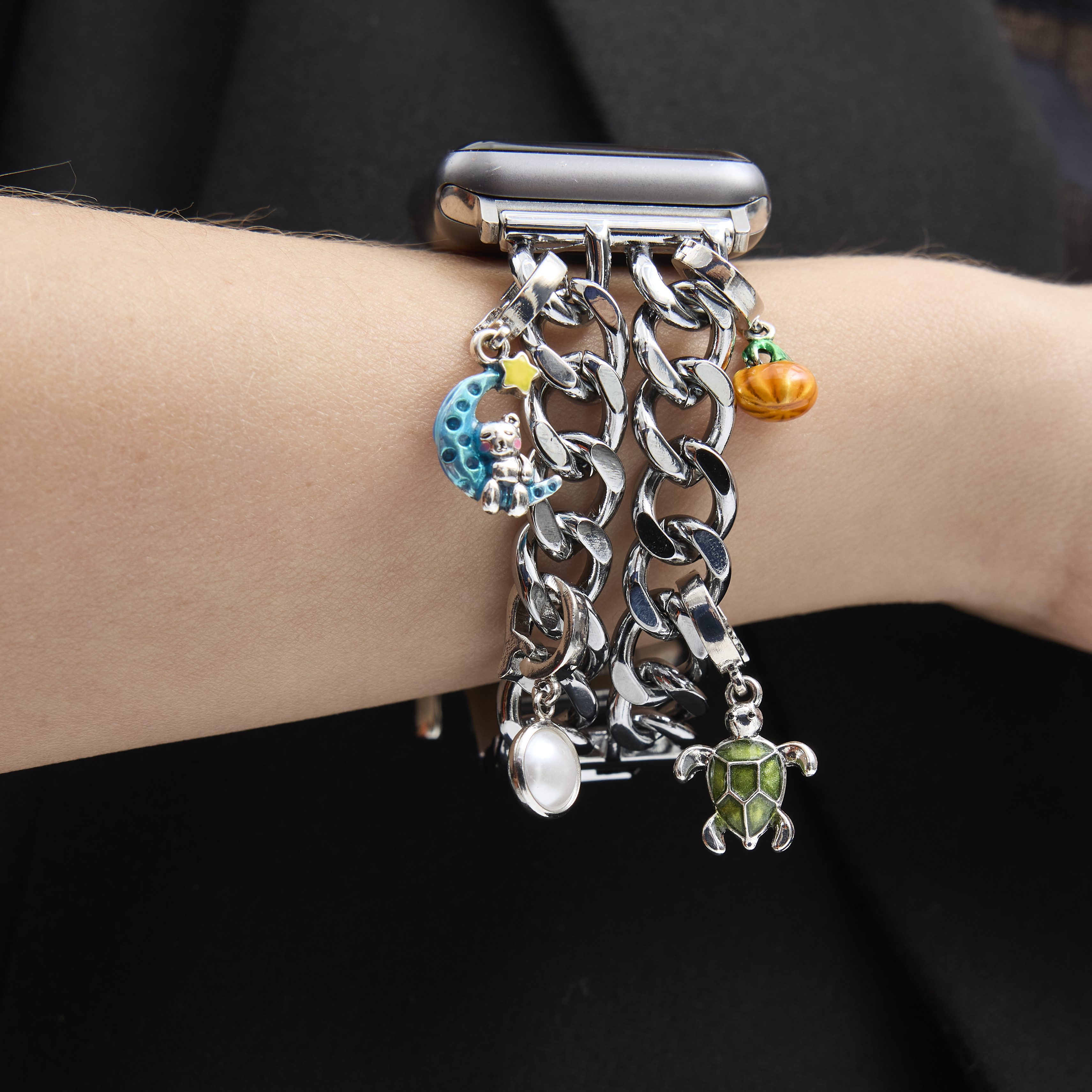 Personalized Silver Watch Charm Band