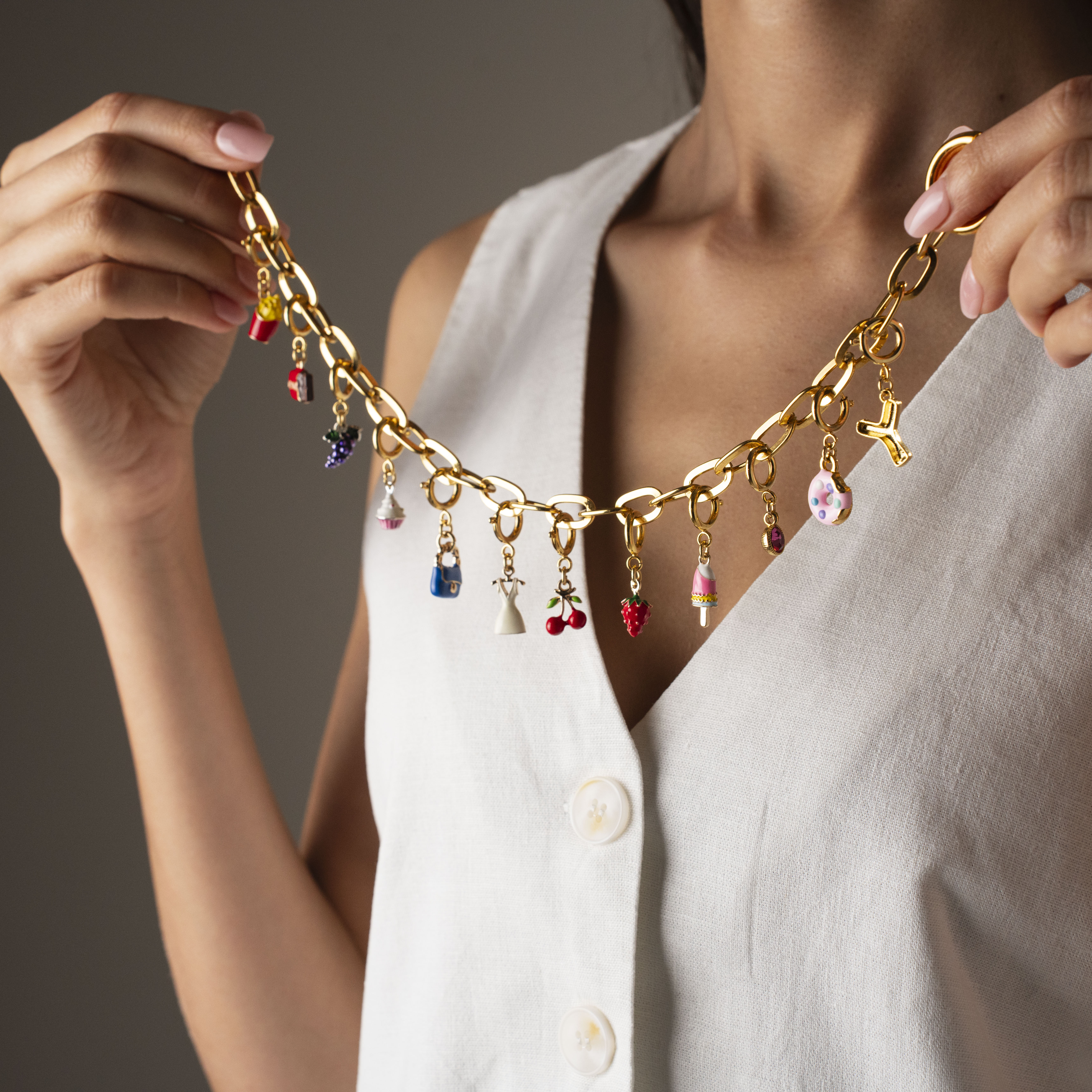 Gold Charm Phone Chain