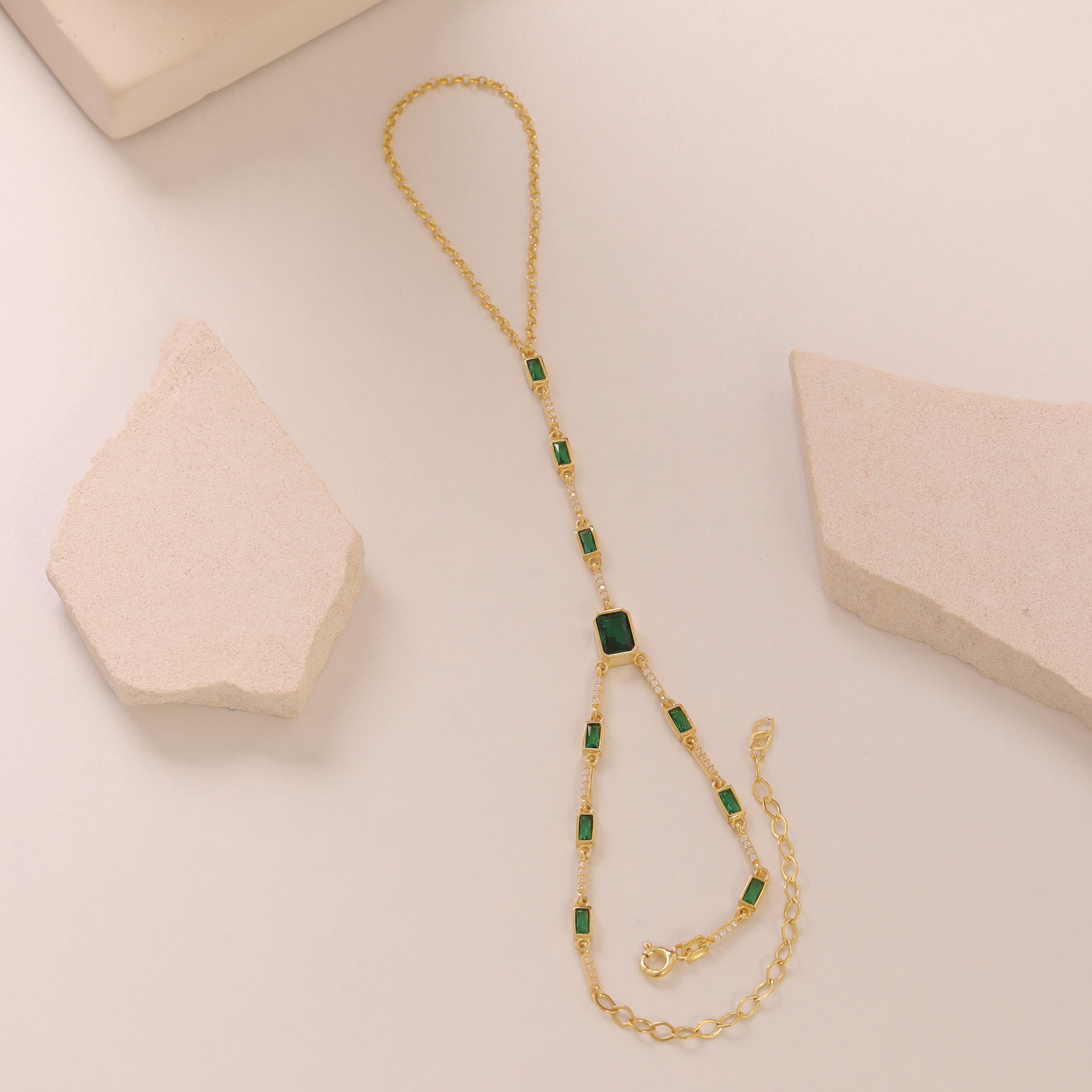 Gold and Ruby Hand Bracelet