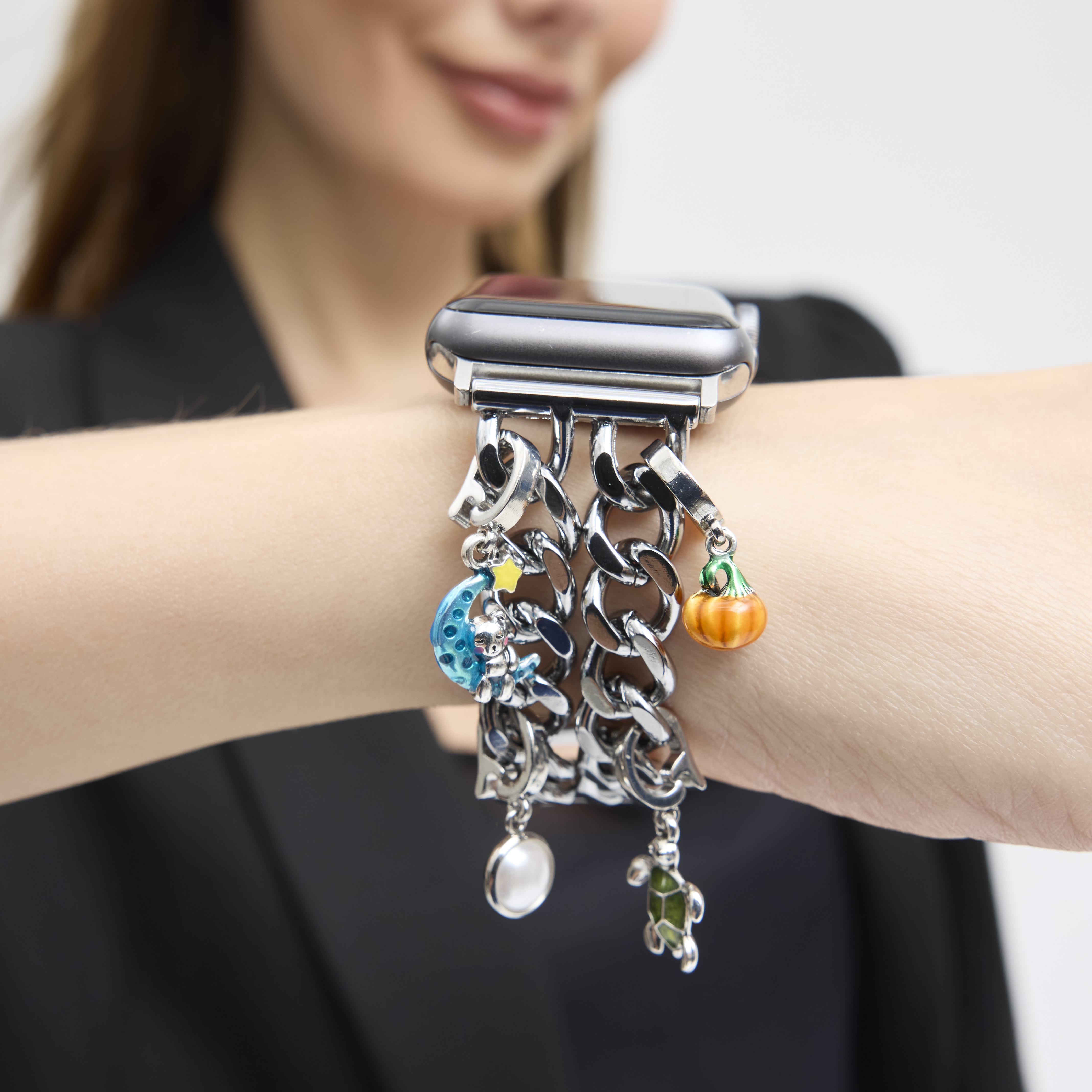 Personalized Silver Watch Charm Band