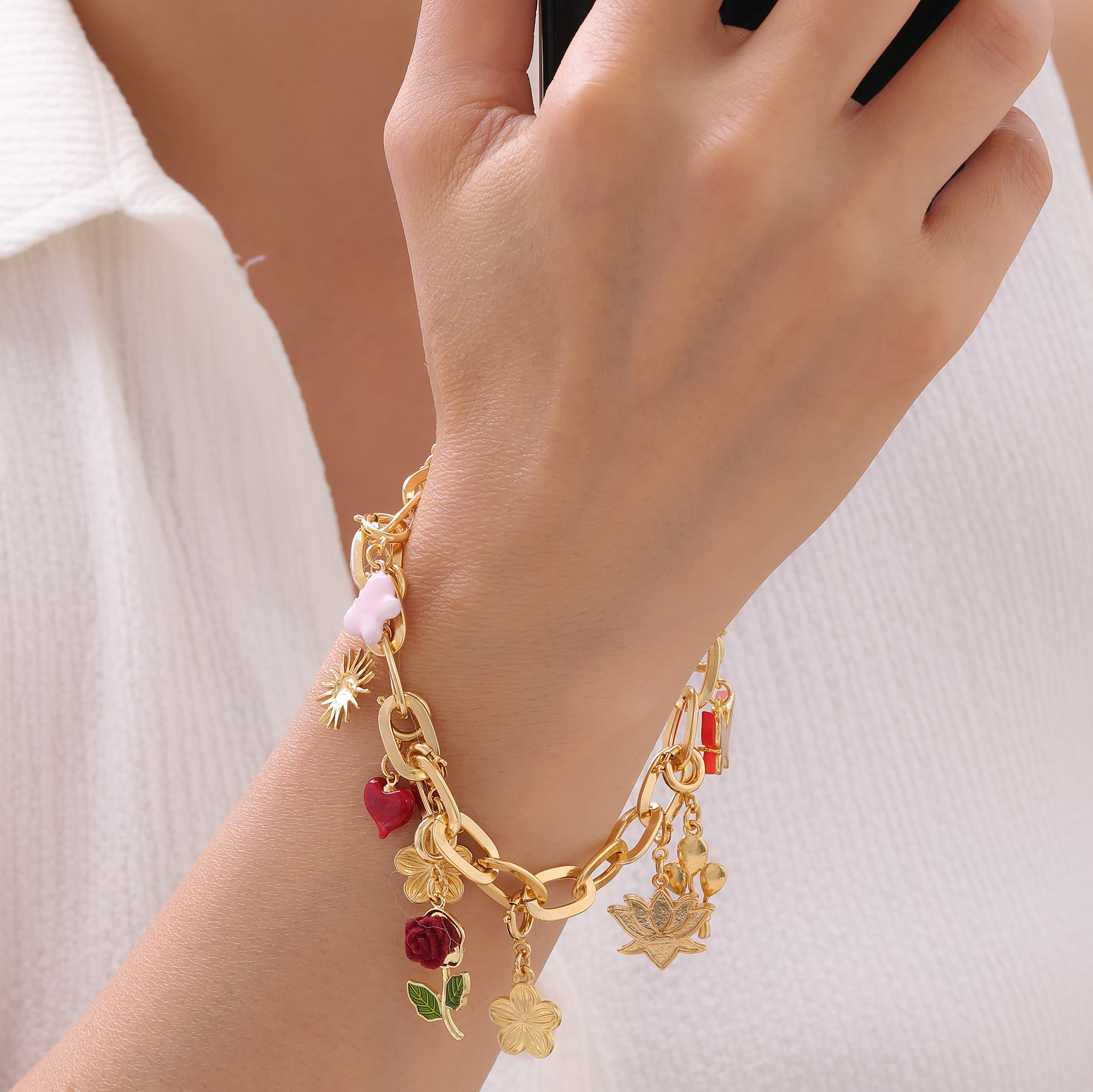 Gold Charm Phone Bracelet