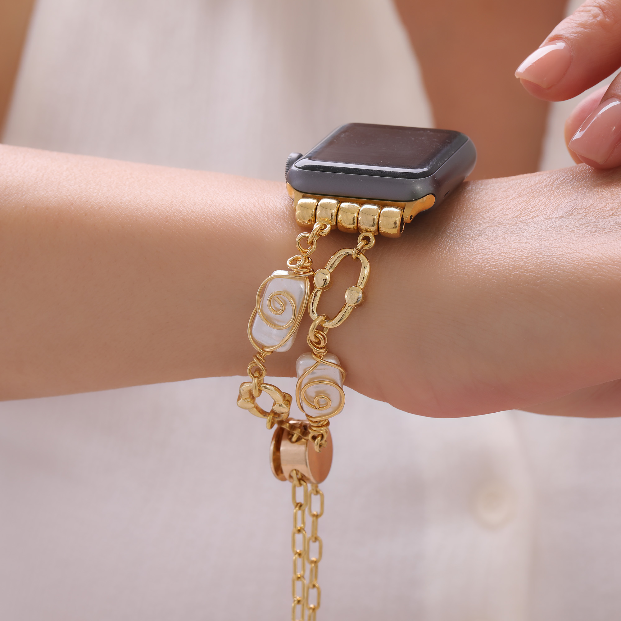 Luxury Pearl Chain Smartwatch Strap