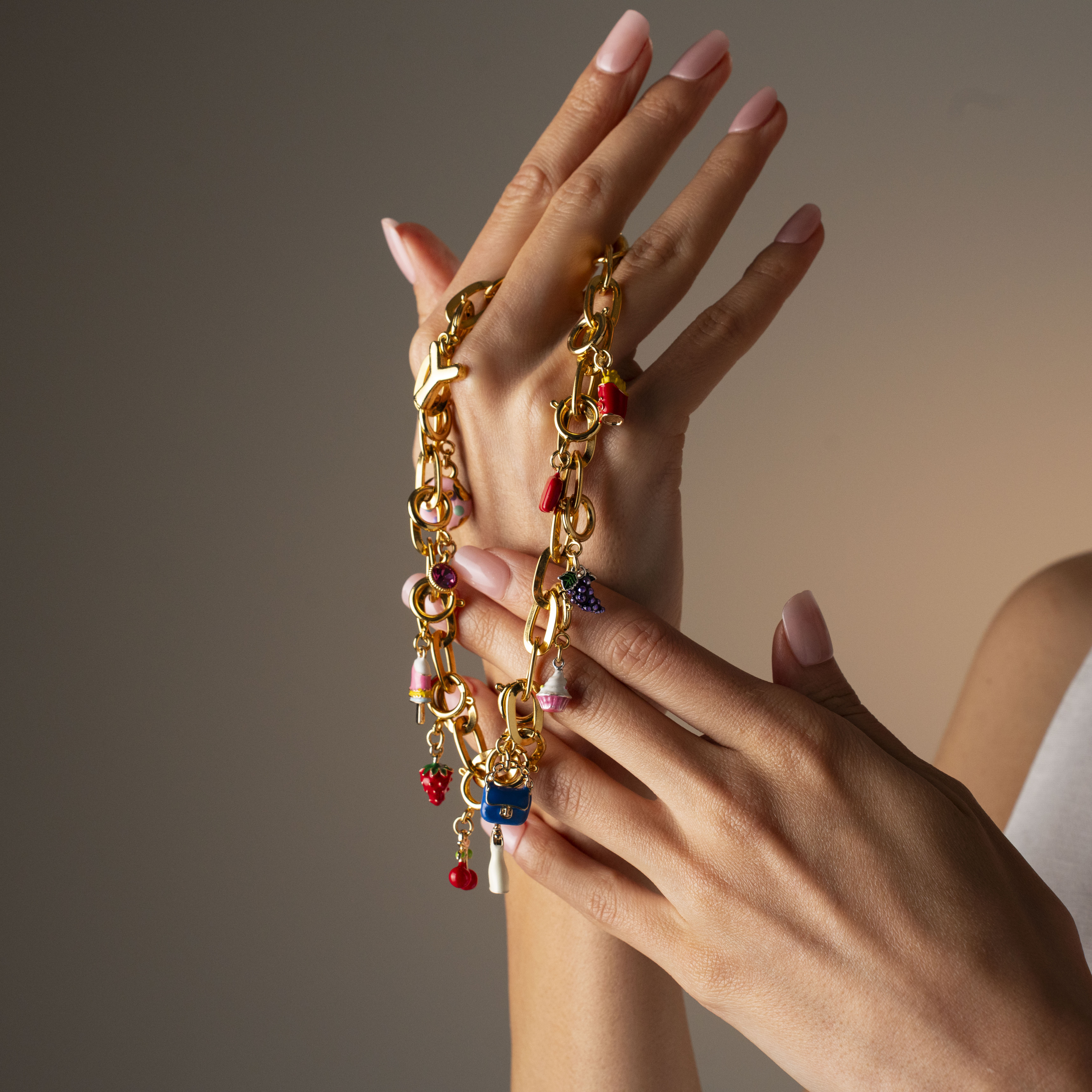 Gold Charm Phone Chain