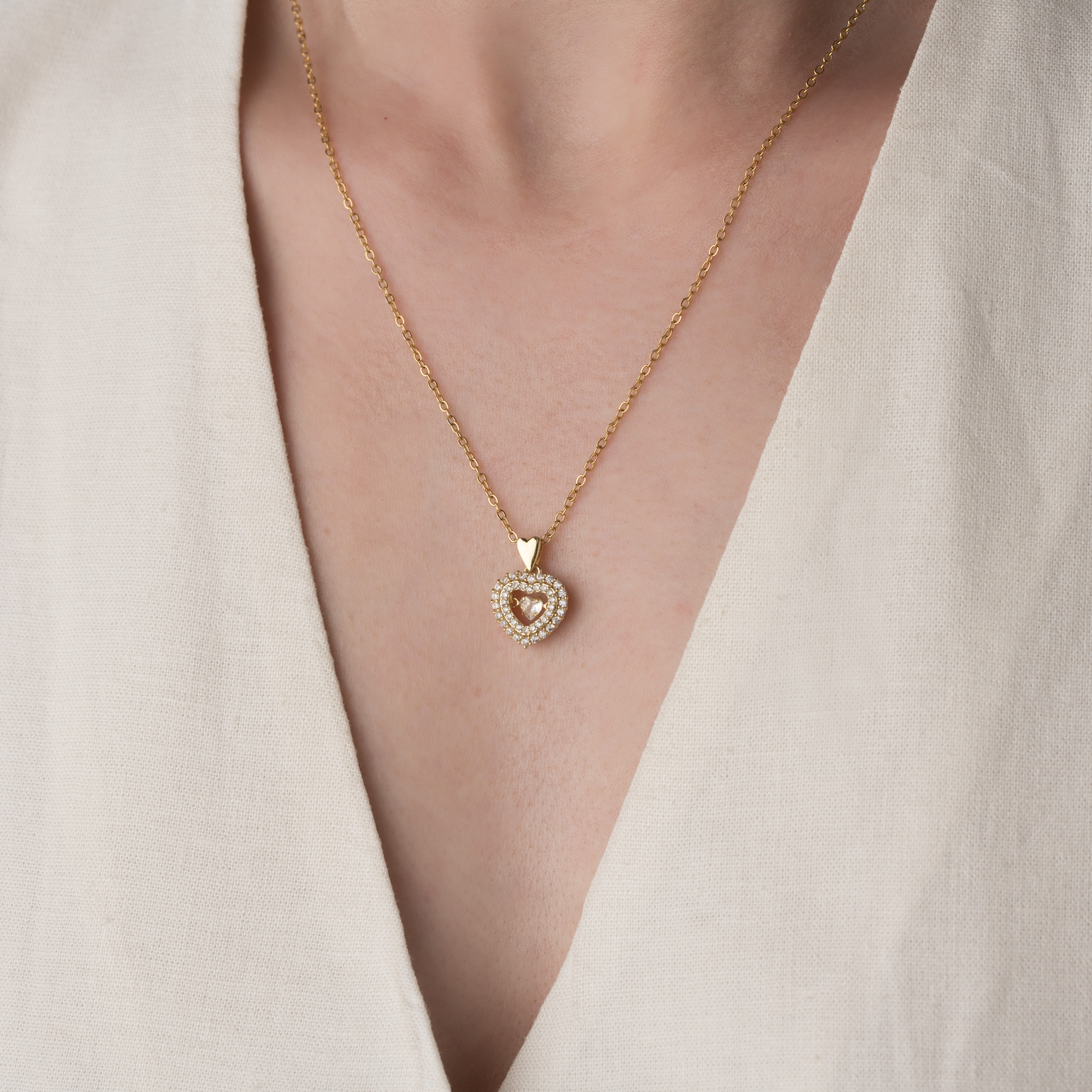 Gold Heart Pendant Necklace