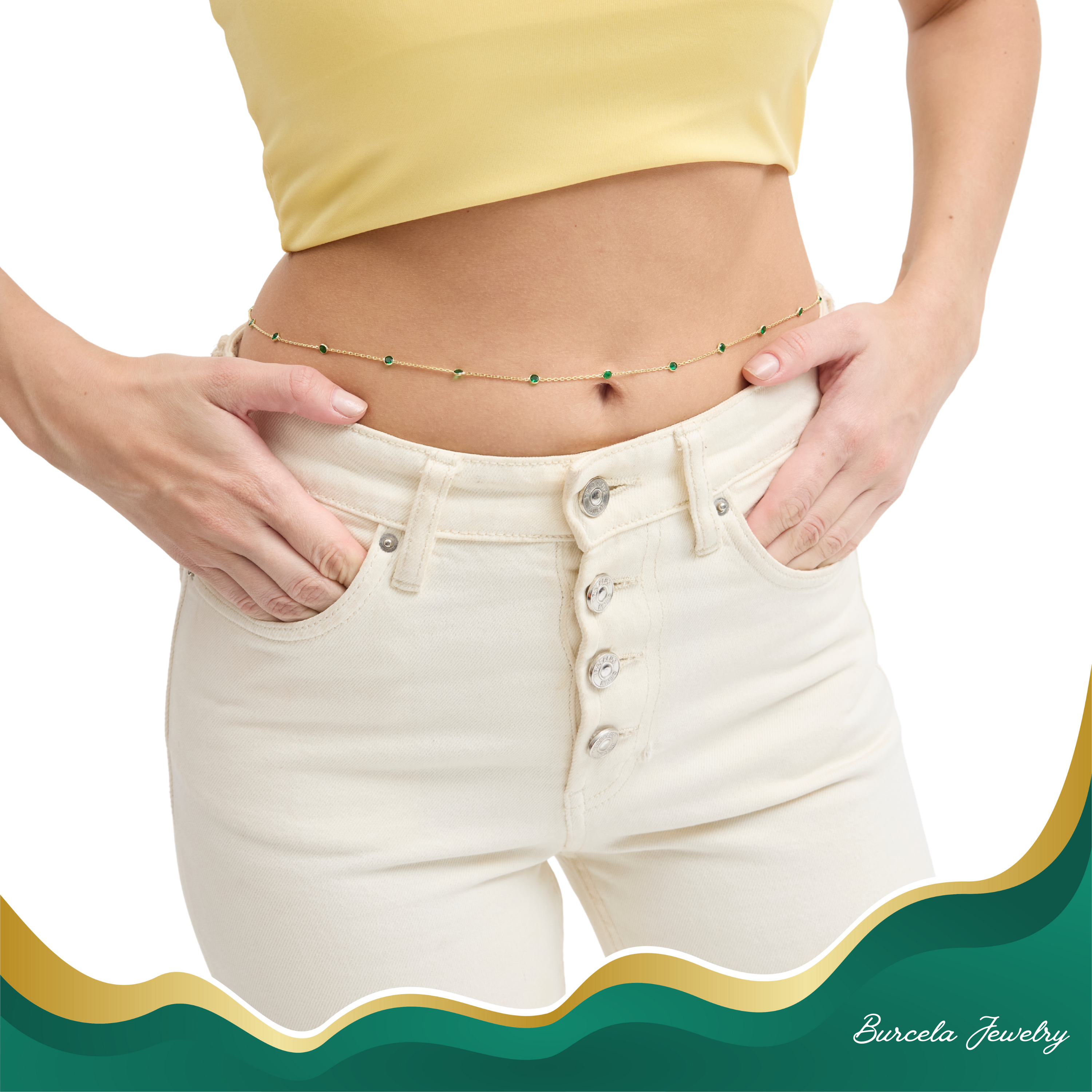 Emerald Accent Double Layer Necklace