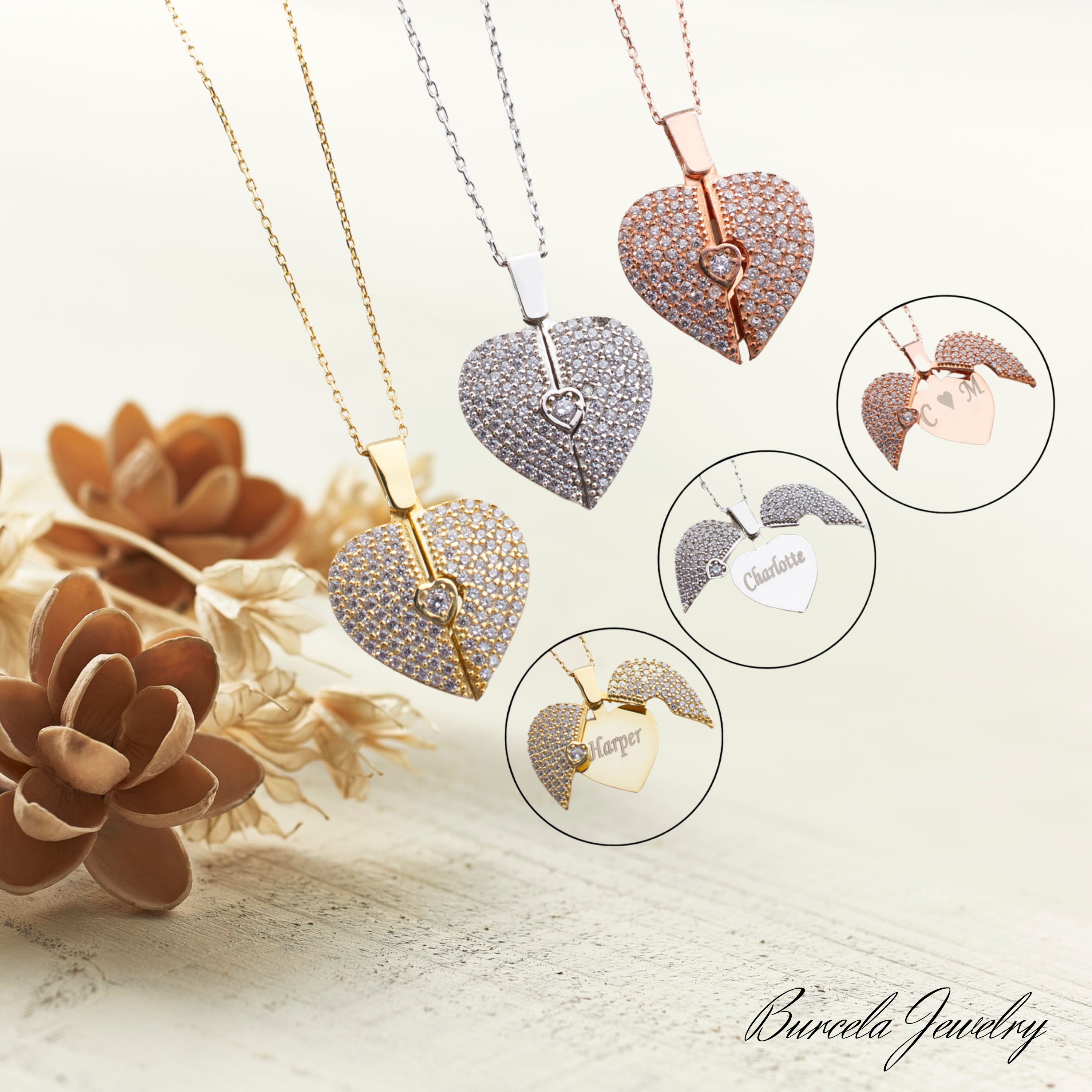 Winged Heart Pendant Necklace