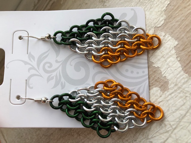 Green, White, and Orange Flag Earrings