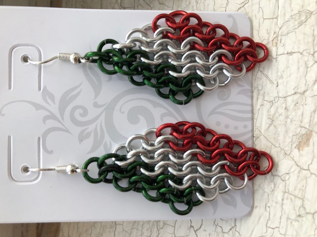 Green, White, and Red Flag Earrings