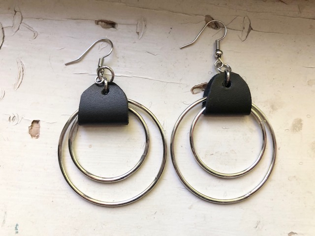 Hoop and Faux Leather Earrings