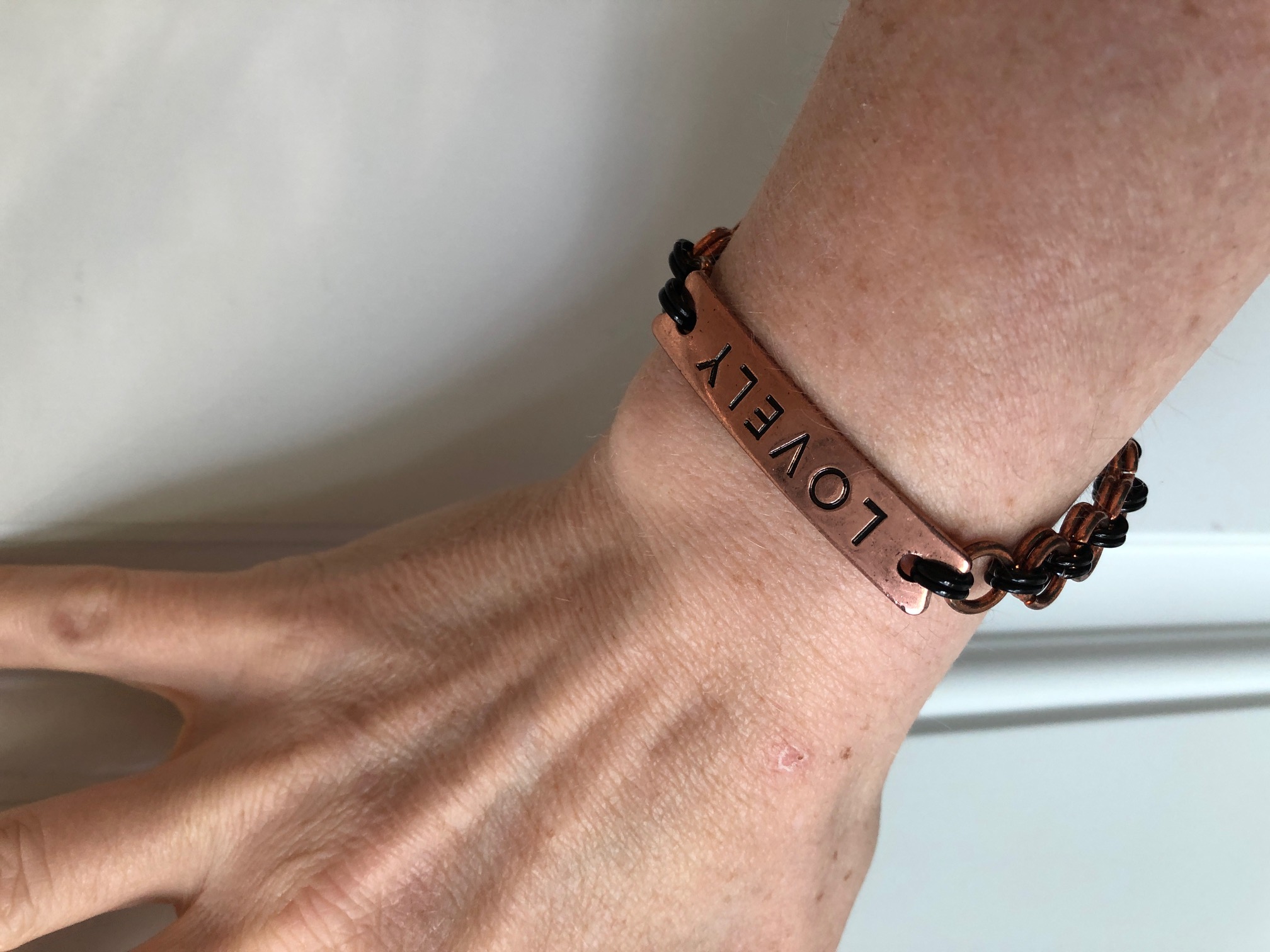 Chain Link "Lovely" Charm Bracelet