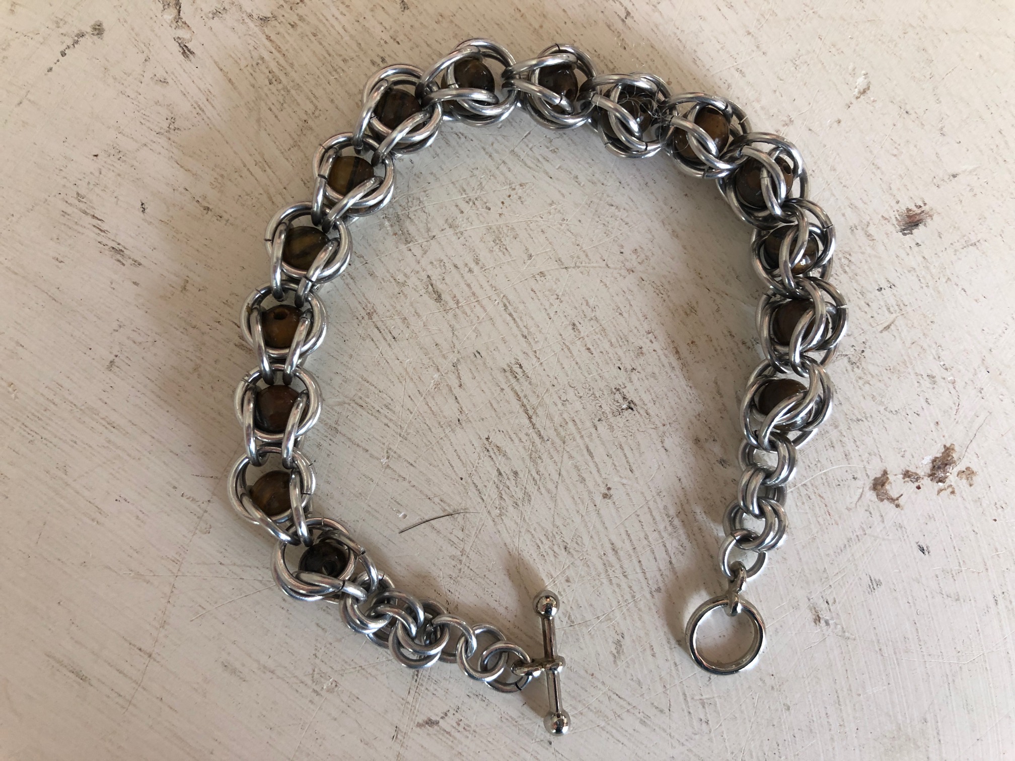 Tiger's Eye Captured Beaded Bracelet