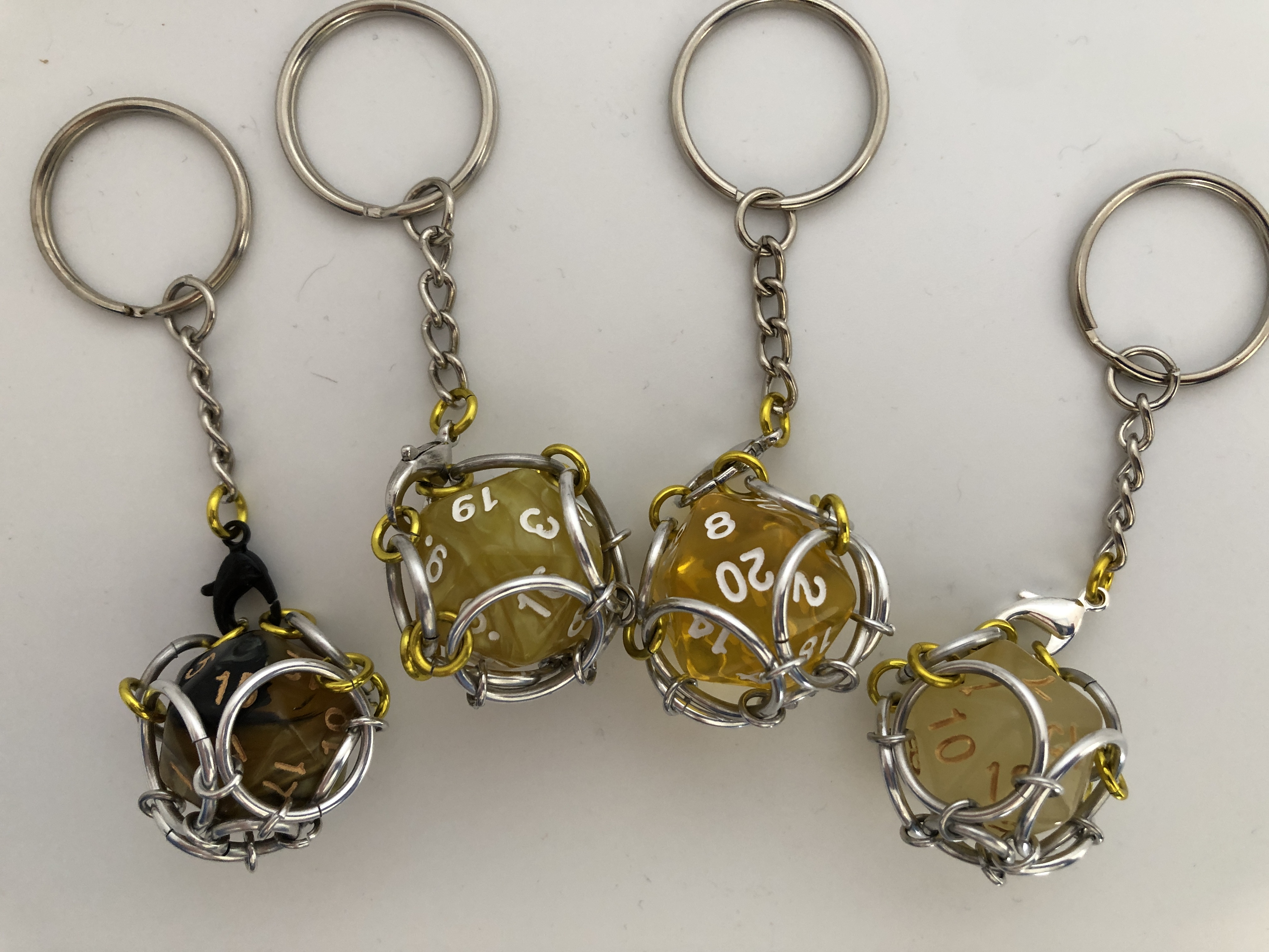 Playable Caged d20 Keychains--Yellow