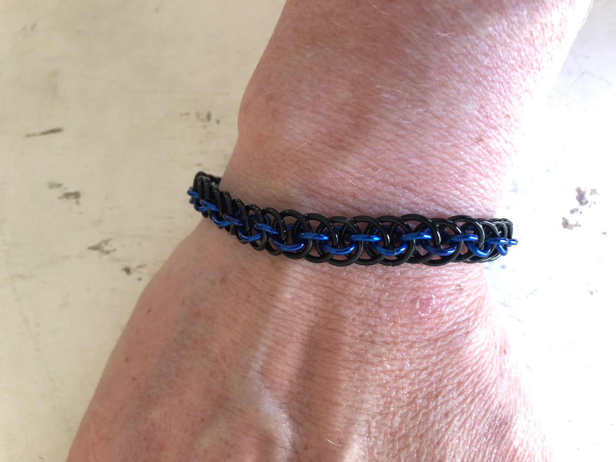 Black & Blue Chainmaille Bracelet