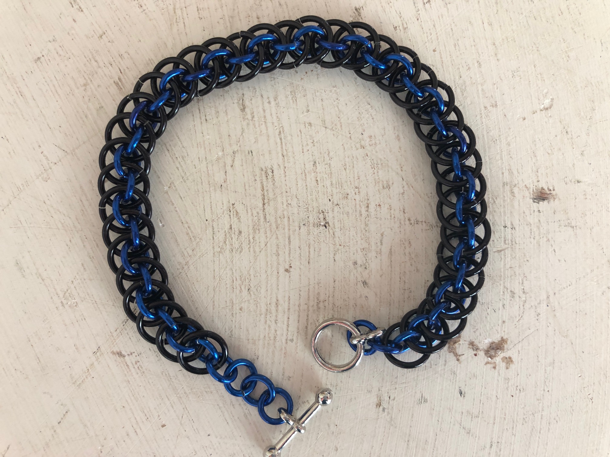 Black & Blue Chainmaille Bracelet