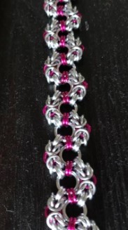 Pink and Silver Byzantine Lace Chainmaille Bracelet