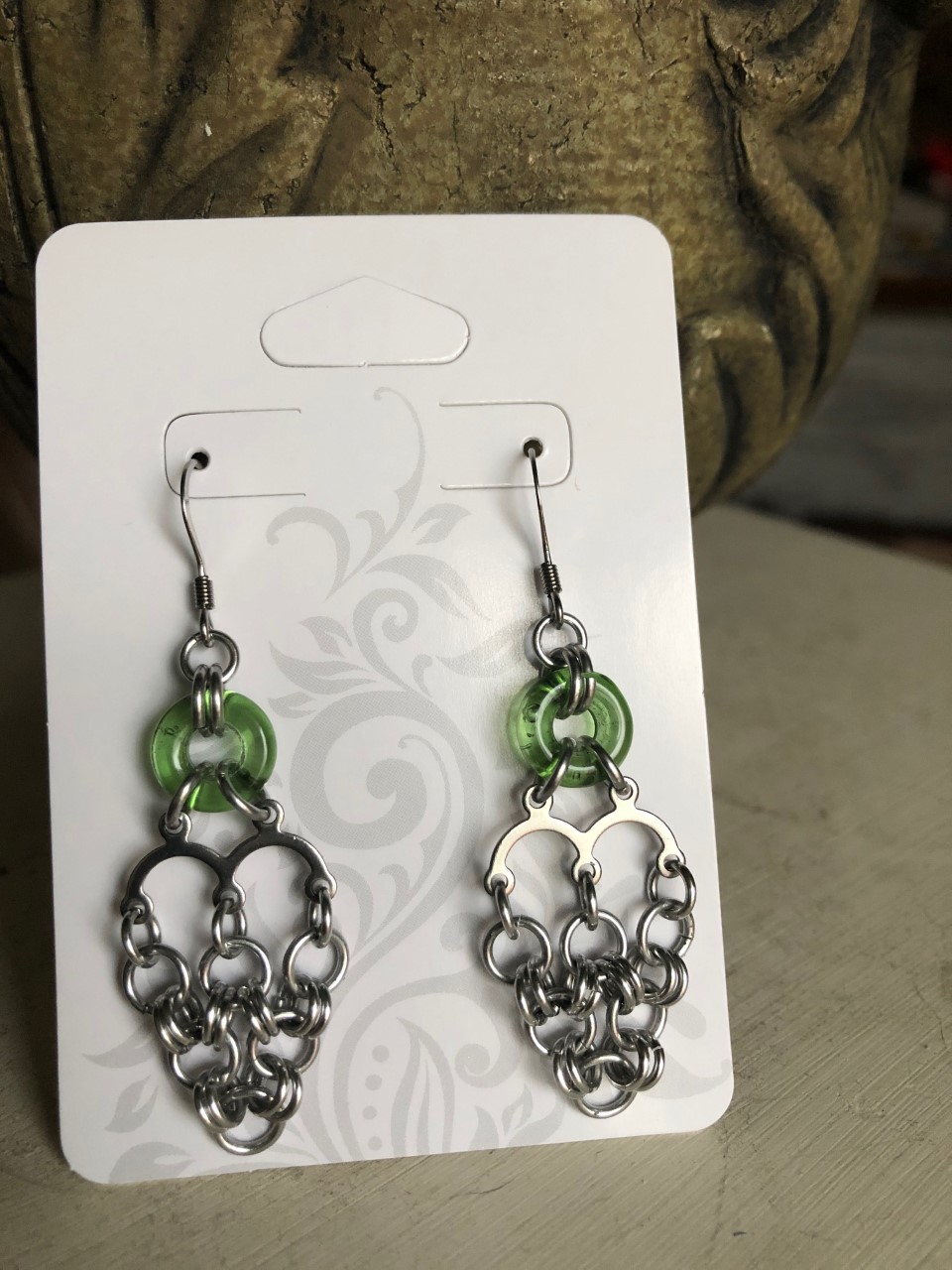 Chandelier Heart-Shaped Chainmaille Earrings!