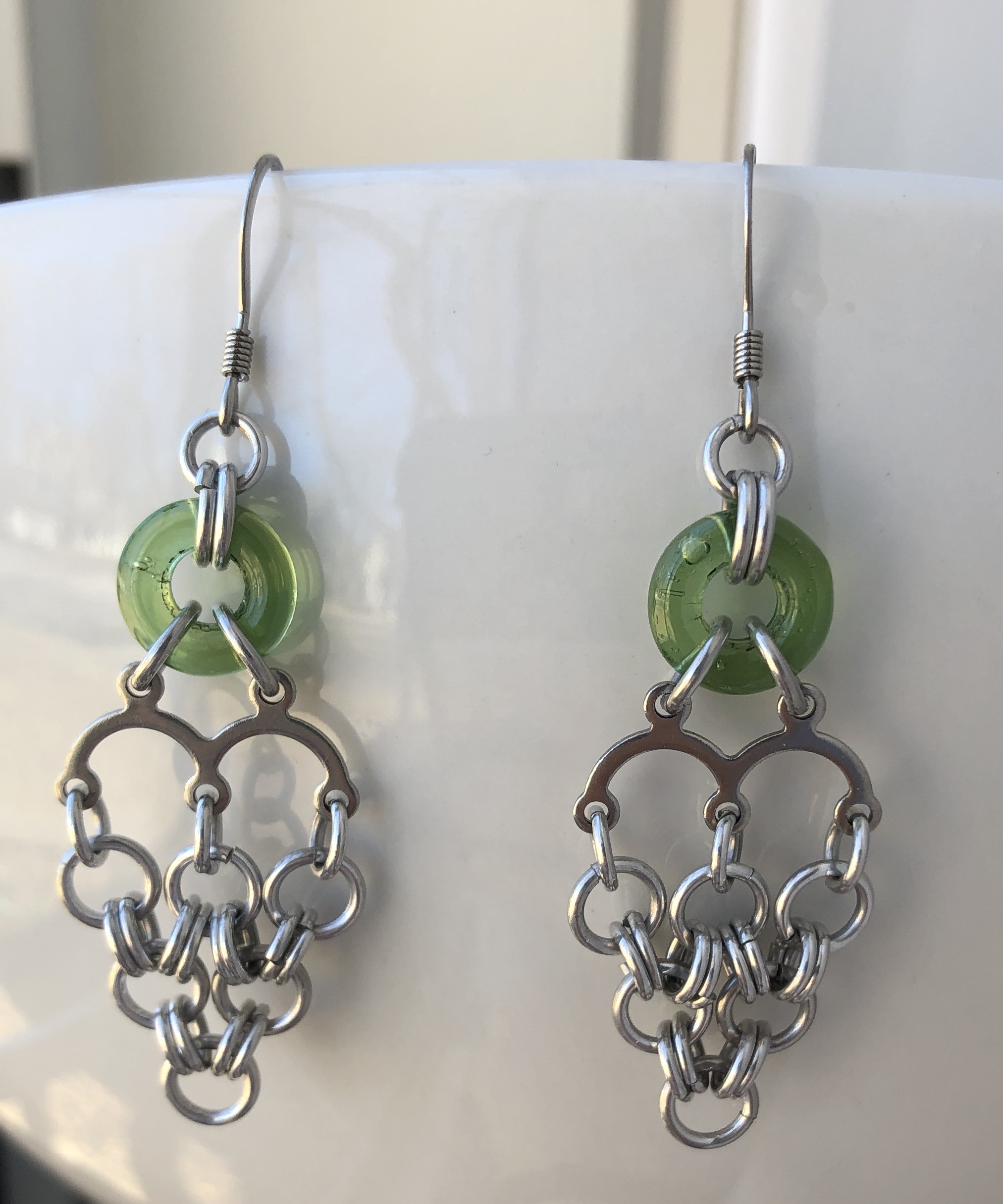 Chandelier Heart-Shaped Chainmaille Earrings!