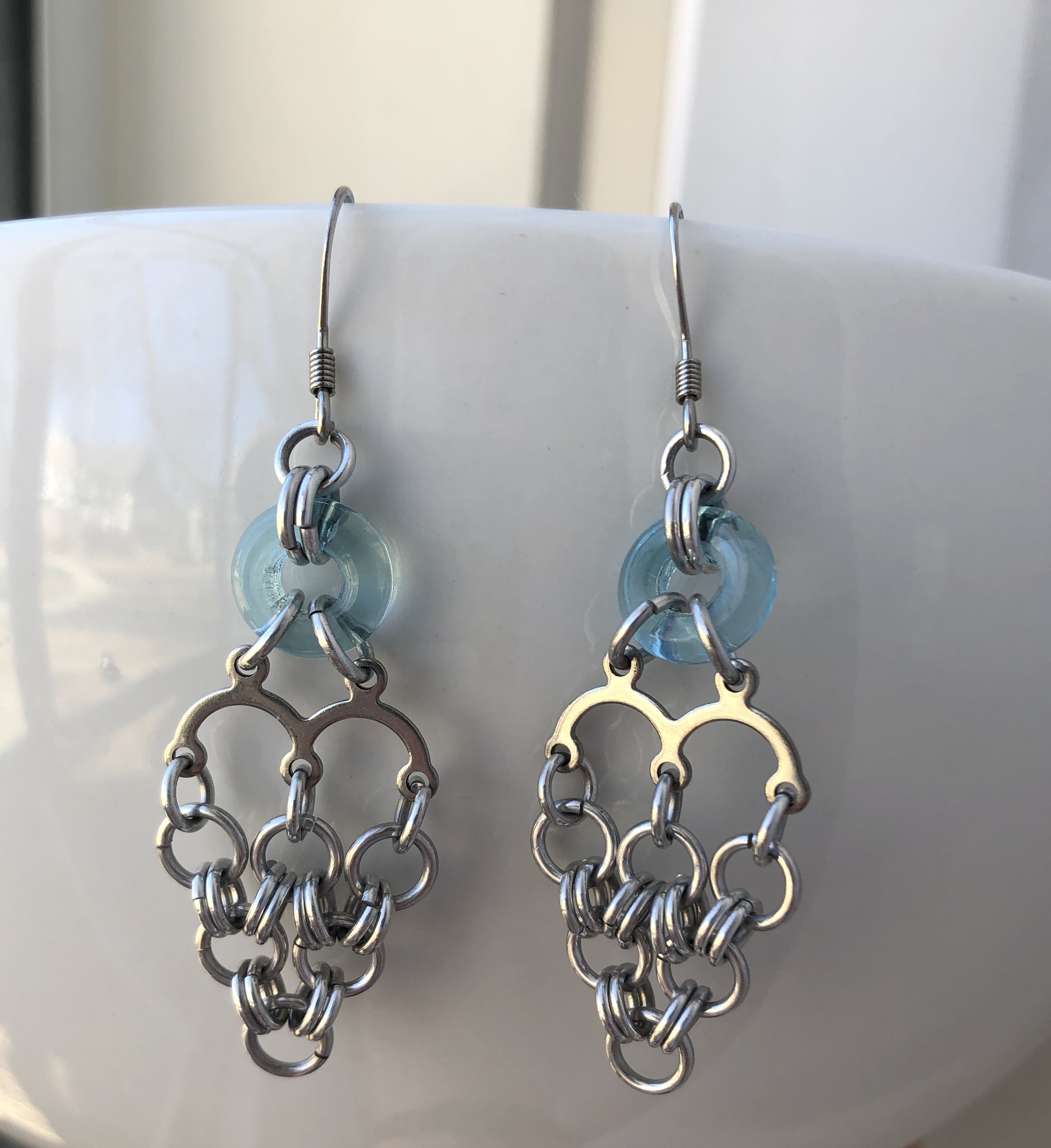 Chandelier Heart-Shaped Chainmaille Earrings!