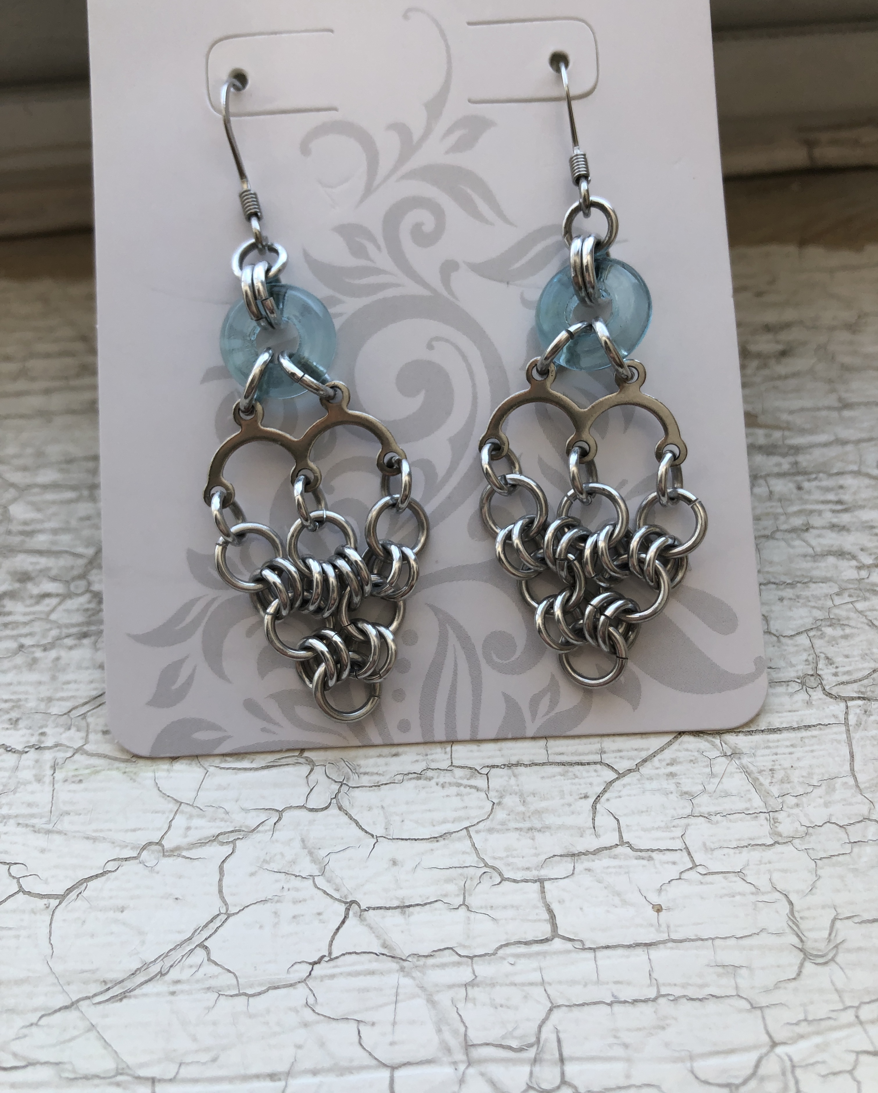 Chandelier Heart-Shaped Chainmaille Earrings!