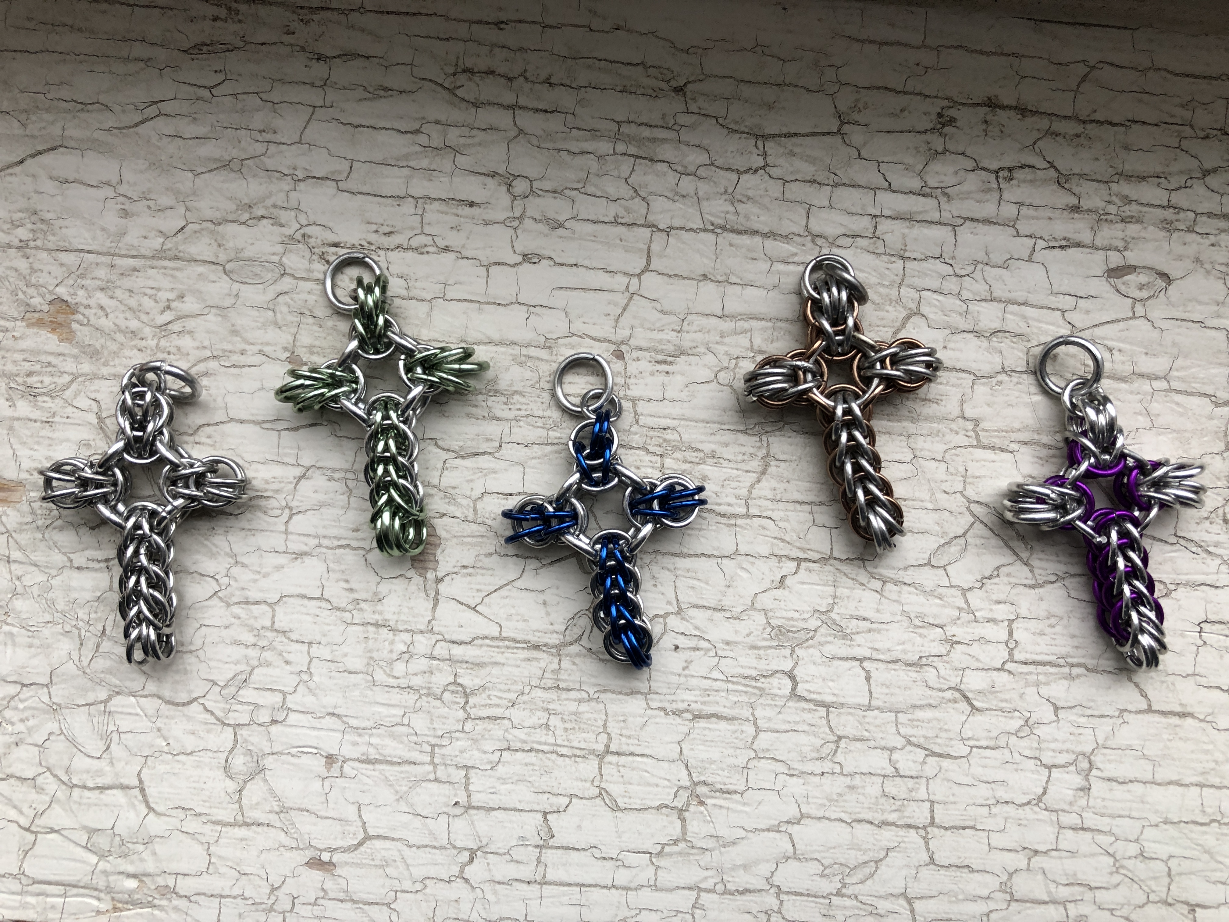 Chainmaille Cross Charm - Various Colors!
