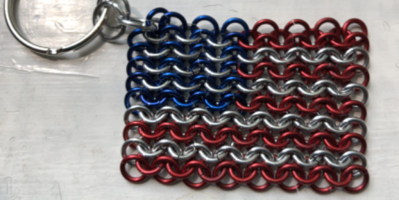 USA Flag Keychain--Chainmaille