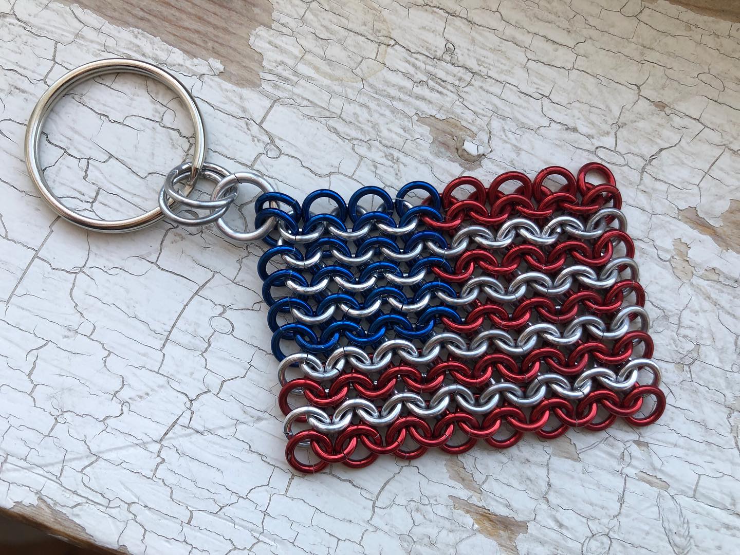USA Flag Keychain--Chainmaille