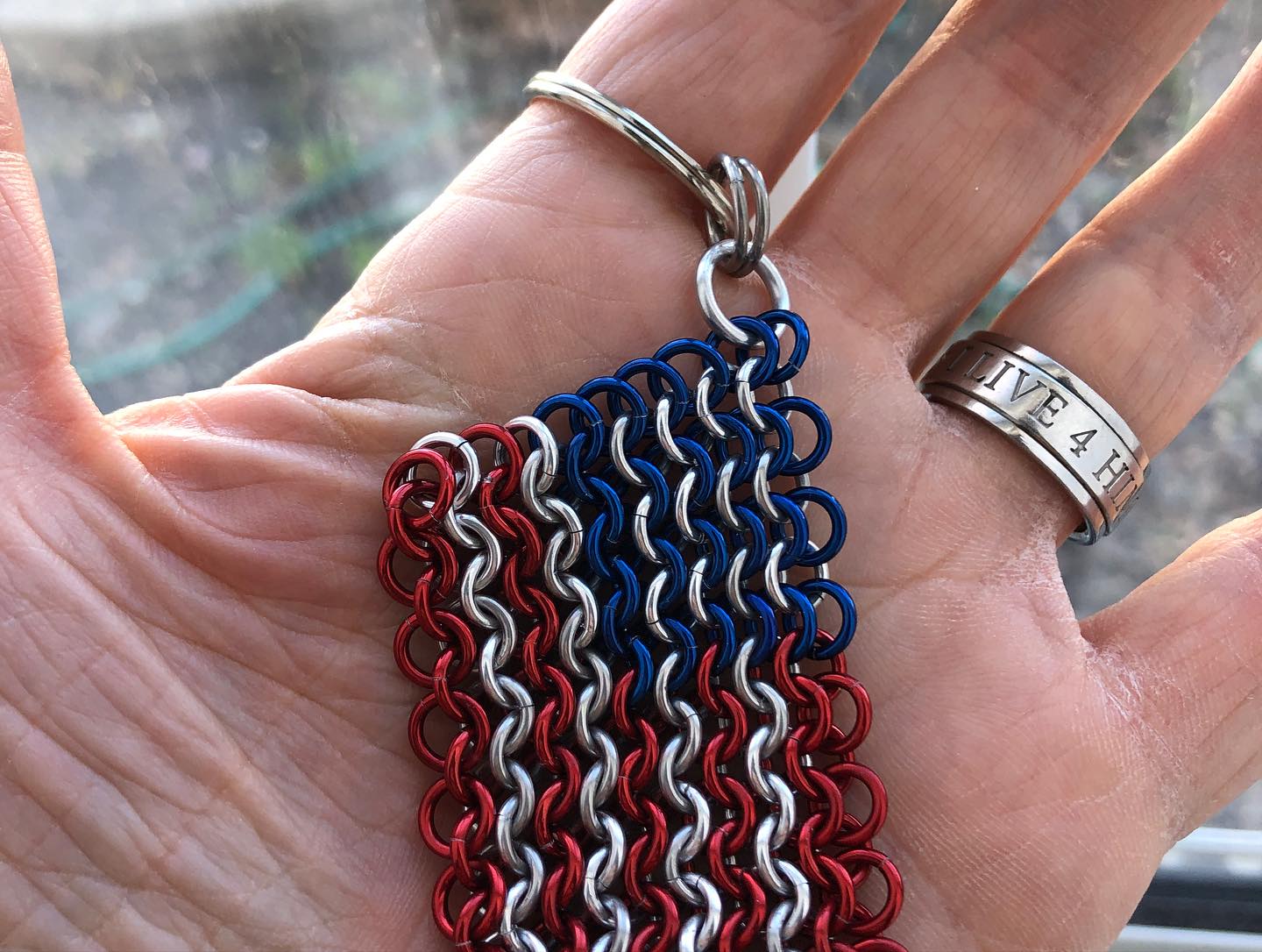 USA Flag Keychain--Chainmaille