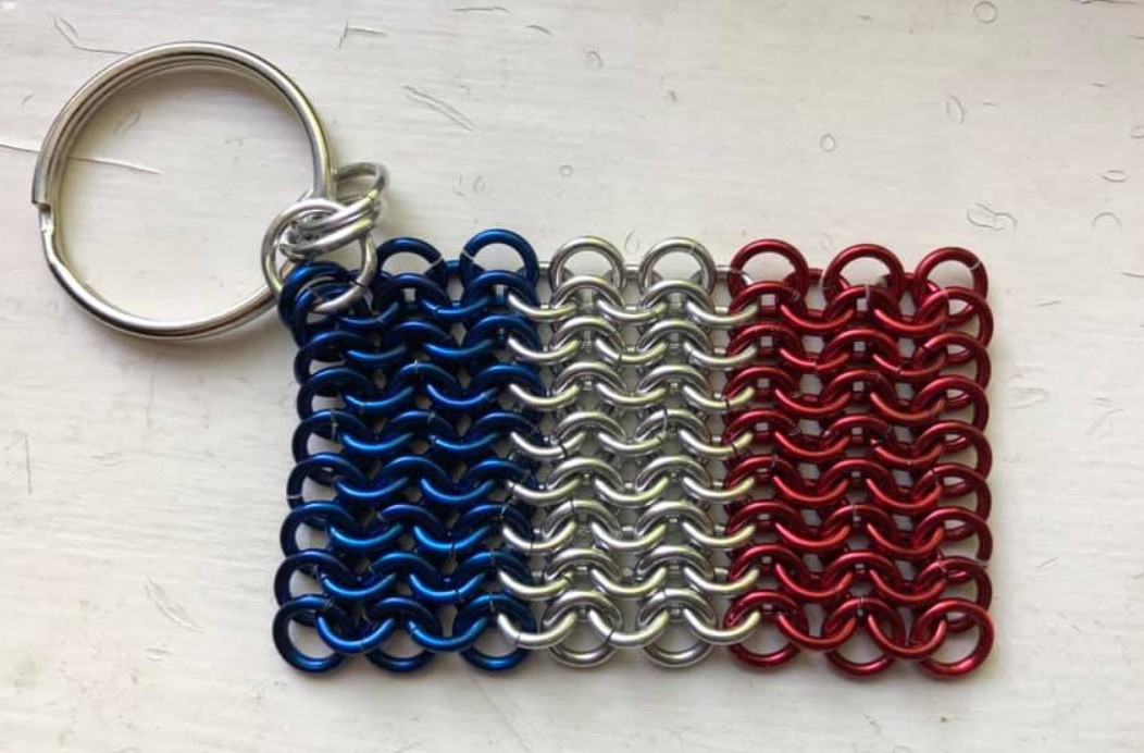 France Flag Keychain--Chainmaille