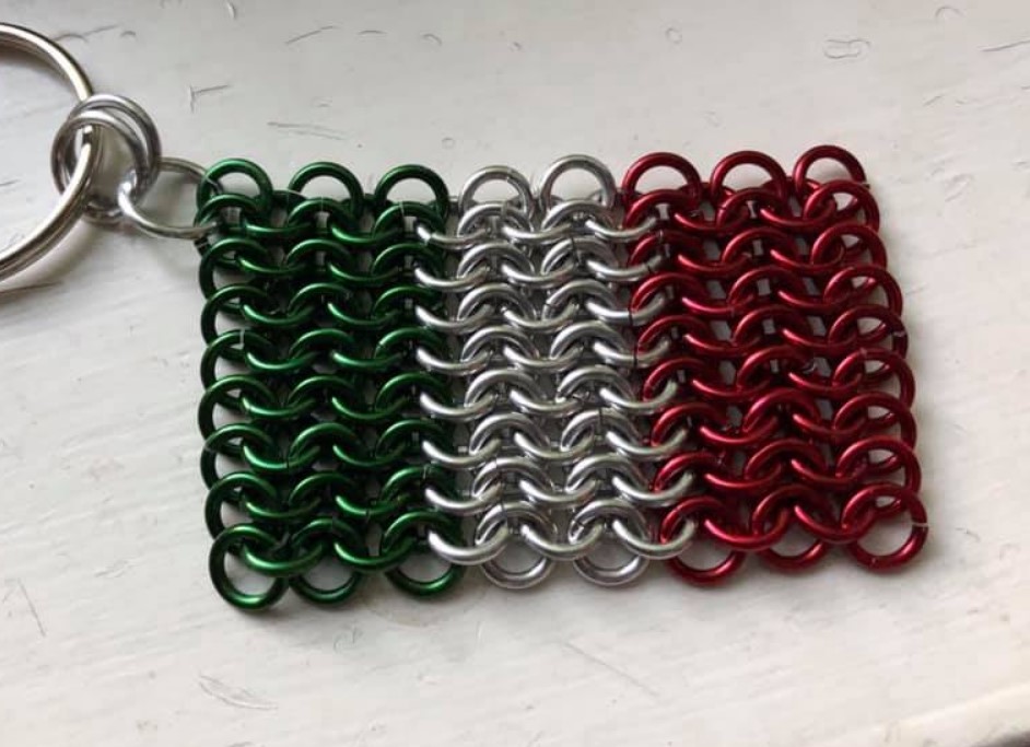 Italy Flag Keychain--Chainmaille