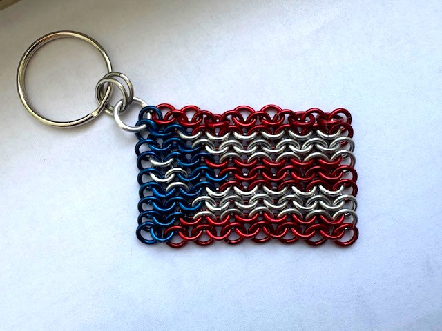 Puerto Rico Flag Keychain--Chainmaille