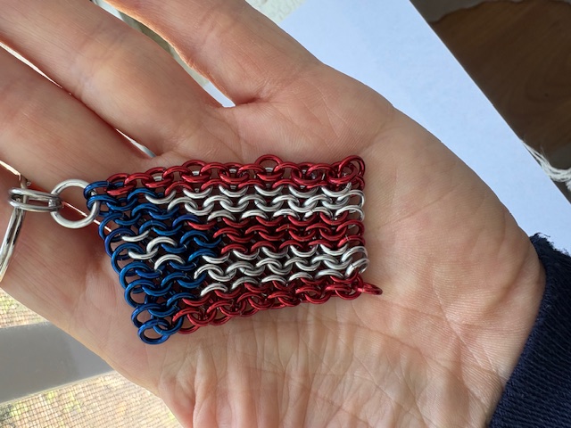 Puerto Rico Flag Keychain--Chainmaille