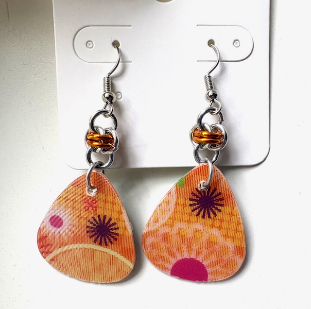 Lenticular Sunburst Teardrop Earrings 