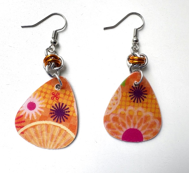 Lenticular Sunburst Teardrop Earrings 