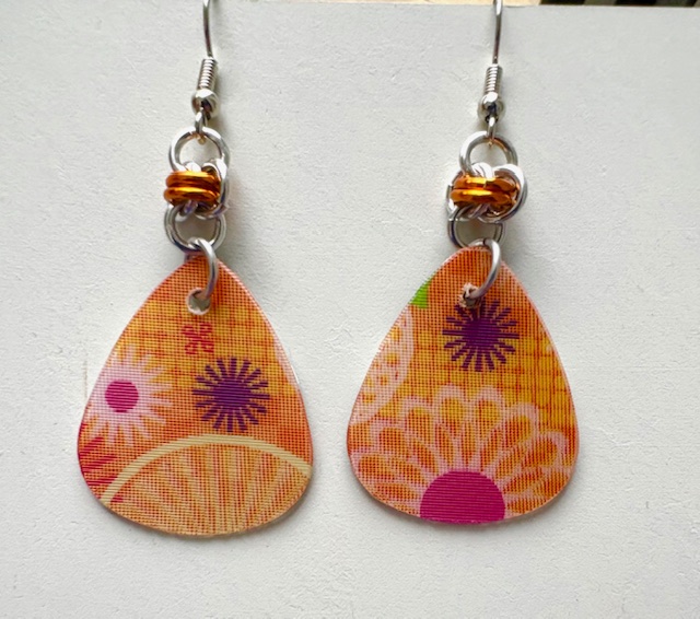 Lenticular Sunburst Teardrop Earrings 