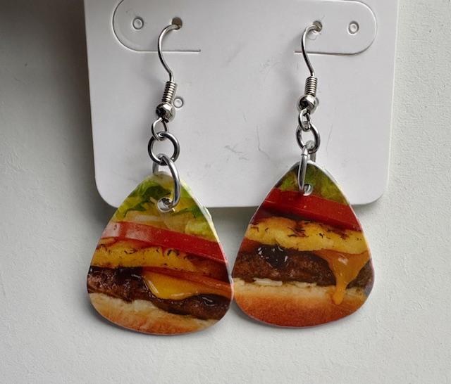 Hamburger (YUM!) Teardrop Earrings 