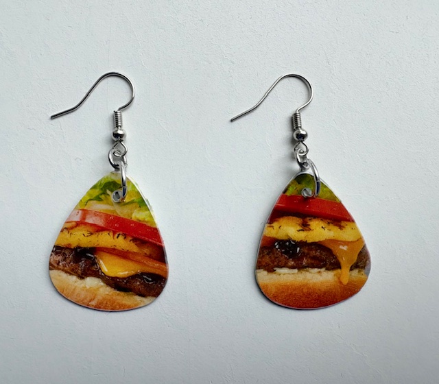Hamburger (YUM!) Teardrop Earrings 