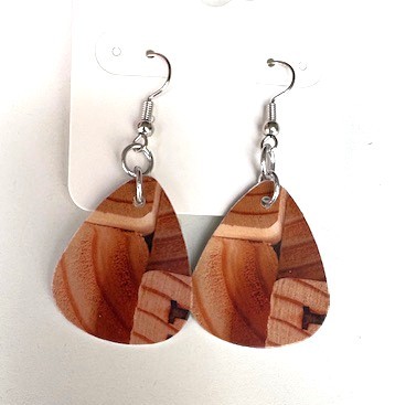 Wood Blocks v1 Teardrop Earrings 