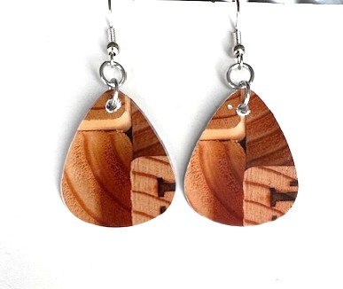 Wood Blocks v4 Teardrop Earrings 