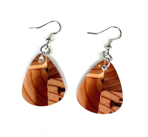 Wood Blocks v4 Teardrop Earrings 