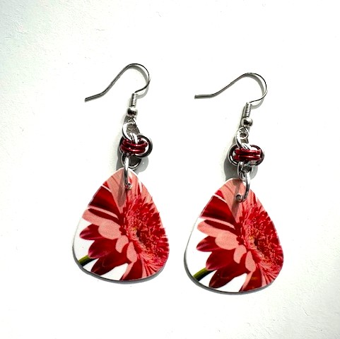 Gerber Daisy Teardrop Earrings 