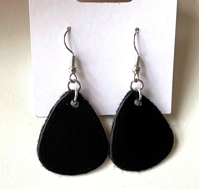 Faux Leather Teardrop Earrings