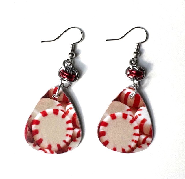 Peppermint Candies v2 Teardrop Earrings 