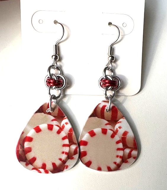 Peppermint Candies v2 Teardrop Earrings 