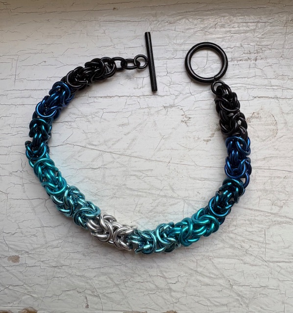 Ocean Waves Byzantine Chainmaille Bracelet, 7.25"