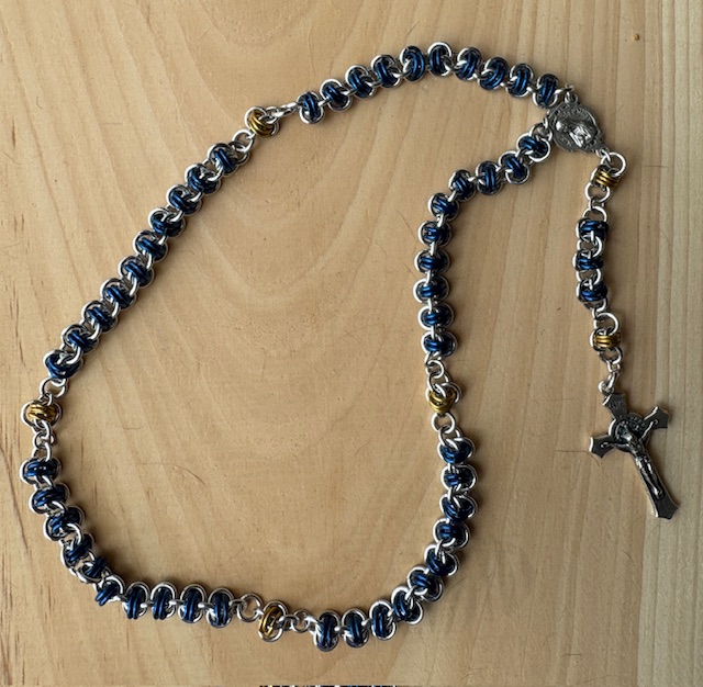 Handmade Chainmaille Rosary with Our Lady of Fatima Medallion