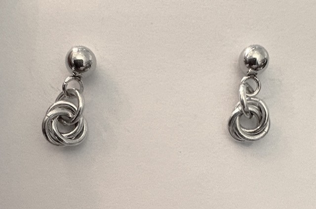 Tiny Silver Rosette Chainmaille Earrings!