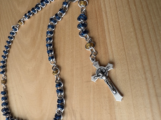 Handmade Chainmaille Rosary with Our Lady of Fatima Medallion