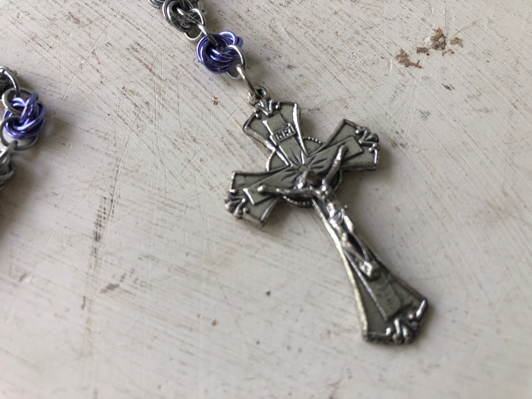 Handmade Chainmaille Rosary with St. Bernadette Medallion