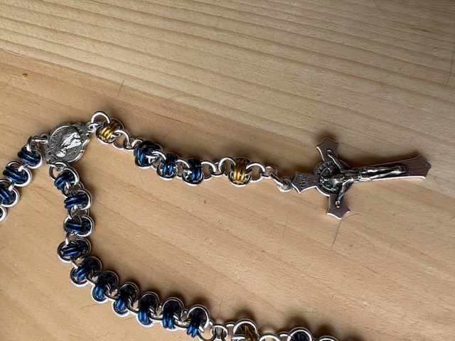 Handmade Chainmaille Rosary with Our Lady of Fatima Medallion